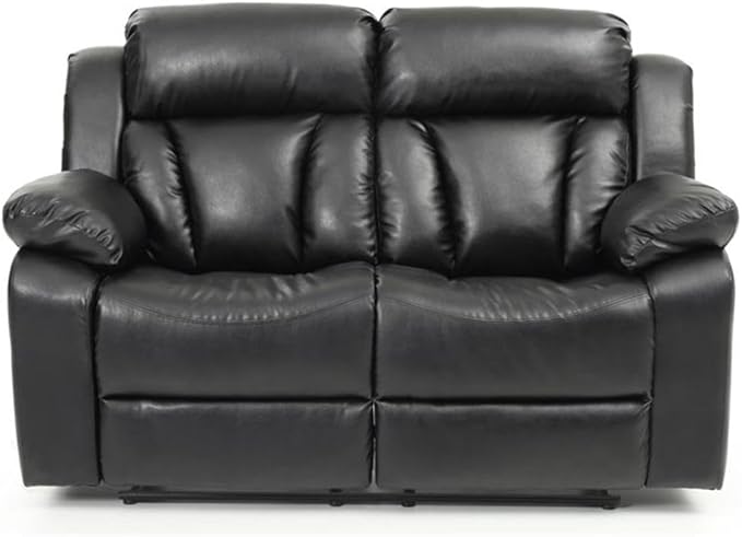 Glory Furniture Daria Faux Leather Reclining Loveseat in Black