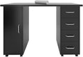 Rolling Office Desk Computer Desk with Drawers Mobile Study Writing Desks for Home with Storage Desks &amp Workstations for Home Office Desk Space Saving Compact Desk Black 120 x 54 x 81cm (L x W