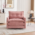 Swivel Accent Chair 360° Rotation Chenille Upholstered Leisure Armchair with Lumbar Pillow Thick Padded Arm Chair with Metal Base Single Sofa Chair for Living Room BedroomOffice (Pink)