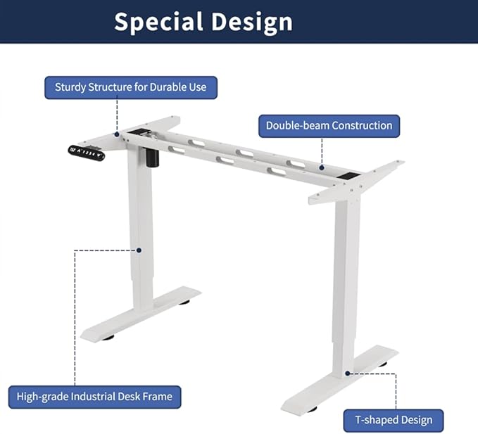 Electric Adjustable Desk Standing Desk Ergonomic Rising Computer Table Gaming Desk for Home and Office Computer Table 55 Lift-Up Desk (Oak Natural Wood + Antique White)
