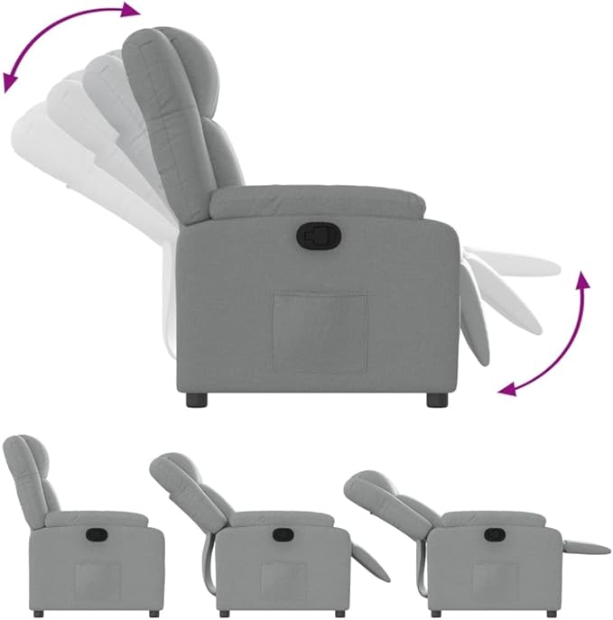 Fabric Recliner Chair Manual Recliner Chair Single Sofa Home Theater Seating Comfy Living Room Single Sofa Chair Light Gray Fabric-36