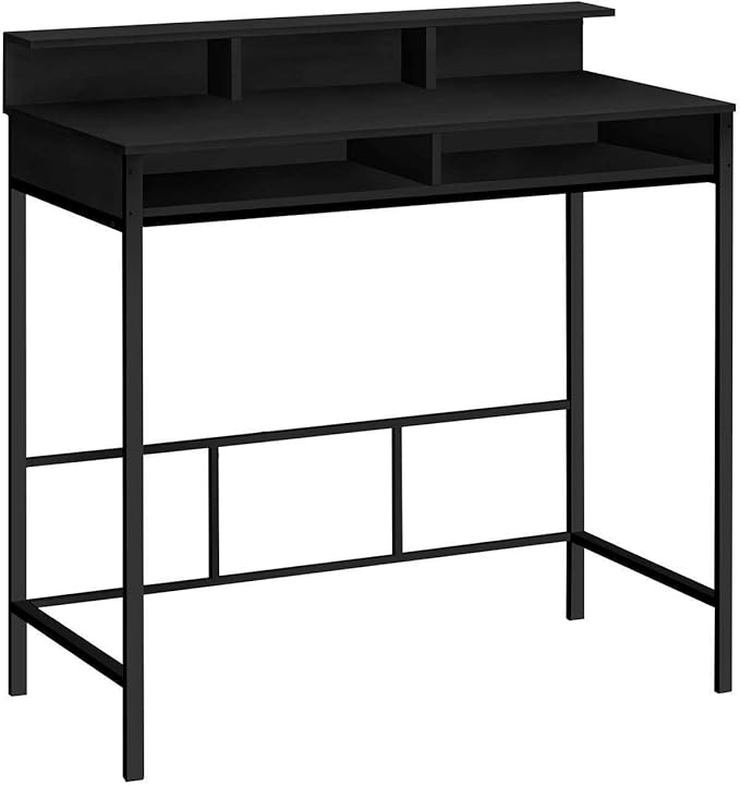 Monarch Specialties 7700 Computer Desk Home Office Standing Storage Shelves 48 L Work Laptop Laminate Contemporary Modern Desk-48 Height 47.25 L x 23.75 W x 47.5 H Black/Black Metal