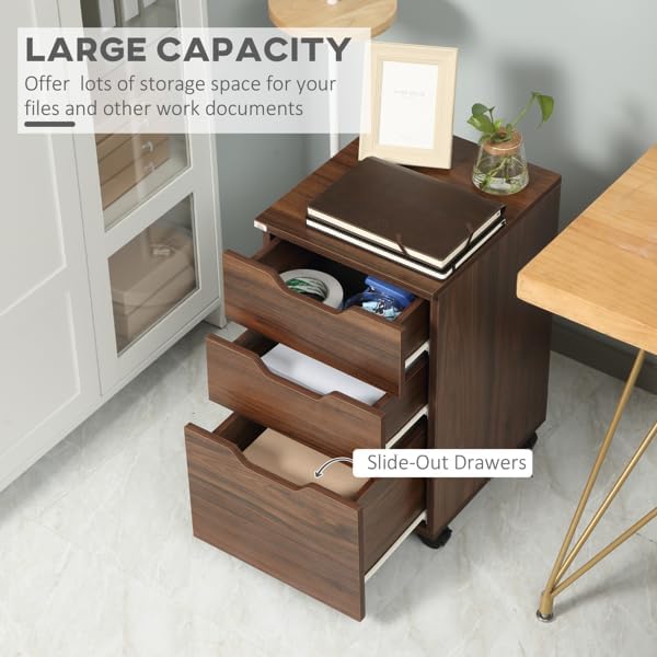 Filing Cabinet Space-Saving Design 15.75 W x 13.5 D x 23.75 H Mobile File CabinetUnder Desk Filing Cabinets for Home Office Organizer Letters/Legal/A4 Black Wood Grain (Brown)
