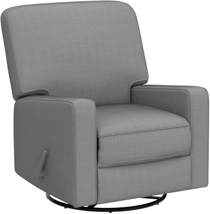 Harkawon Swivel Rocker Recliner Chair Glider Rocker Recliner Rocking Chair Nursery Fabric Chair with High Back Deep Seat for Living Room Bedroom (Dark Grey)