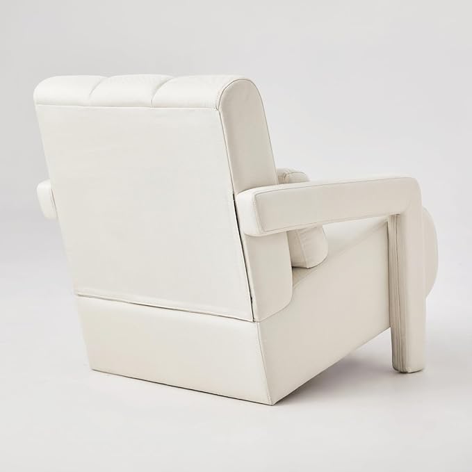 Modern Upholstered Accent Chair with Pillow - Comfortable and Sturdy Linen Fabric for Living Room Bedroom Office and More (Beige)
