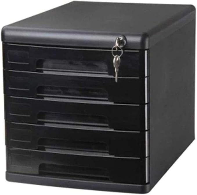 File Cabinets Mobile Office Bookcase Storage with Lock Desktop Filing Cabinets 5 Layers Office Storage(Black)