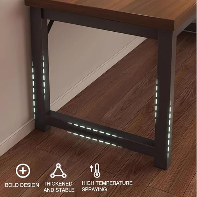 32/40/47” Heavy Duty Computer Desk Home Office Desk Metal Frame Study Writing Work Desk PC Laptop Table Easy Assembly(32in(80cm) Wood Color)