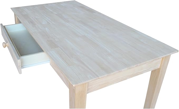 IC International Concepts Writing Desk With Drawer Solid Real Wood Sturdy Parawood Dimensions 19.41W x 15D x 2.36H Home Office/Study Paint/Stain Ready Unfinished