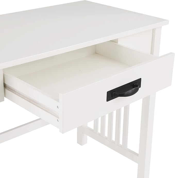 OSP Home Furnishings Sierra Writing Desk with Pull-Out Drawer and Mission Style Side Panels White