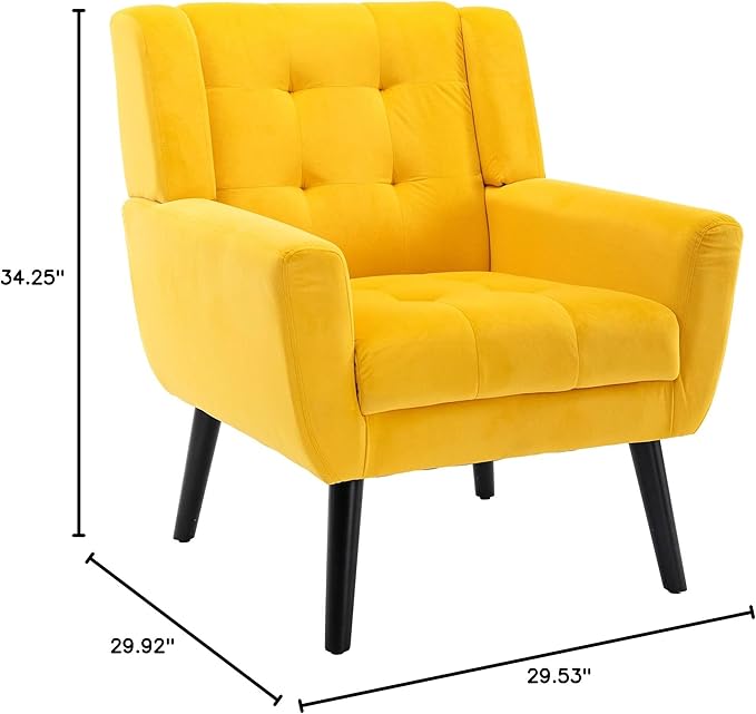 Modern Soft Velvet Material Ergonomics Accent Chair Living Room Chair Bedroom Chair Home Chair with Black Legs for Indoor Home