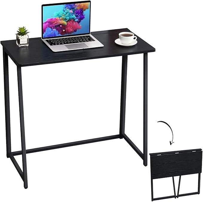 Homy Casa 31.5 Home Office Foldable Desk Space-Saving Study-Workstation for Small Spaces Ideal for Dorm Living Room and Bedroom (Black)
