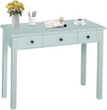 STHOUYN Home Office Small Writing Desk with Drawers Bedroom Study Table for Adults/Student Vanity Makeup Dressing Table Save Space Gifts Green (Light Green)