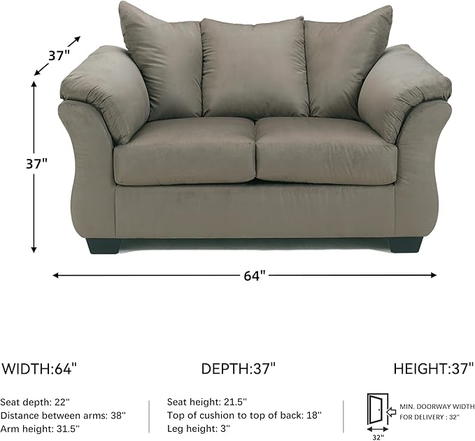Signature Design by Ashley Darcy Casual Plush Loveseat Grayish Brown