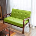 Mid-Century Modern Loveseat Comfy Faux Leather Upholstered Couch Solid Wood Frame Vintage Accent Armchair with High Back for Home Office Waiting Room 45.3''L x 24.4''D x 29.5''H(Light Green)
