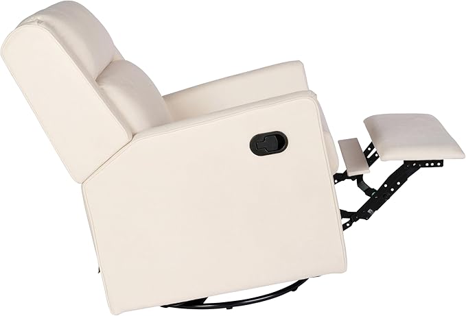 Flash Furniture Cash Swivel Glider Rocking Recliner Manual Recliner with 360 Degree Swivel for Living Room Bedroom or Nursery Fabric Upholstered Cream