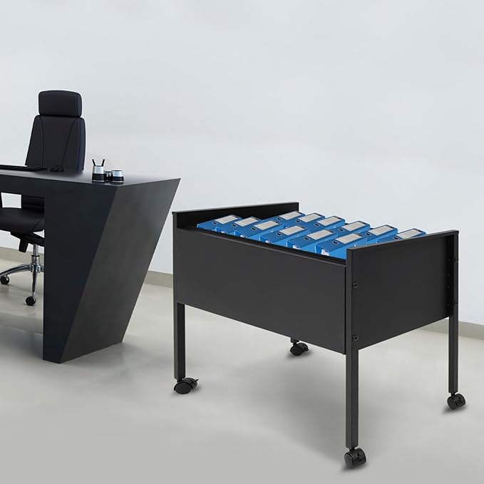 Mobile File Cabinet File Organizer with Wheels Floor Stading File Cart for Hanging Files Black Load Bearing Capacity: 30kg/66.14lbs