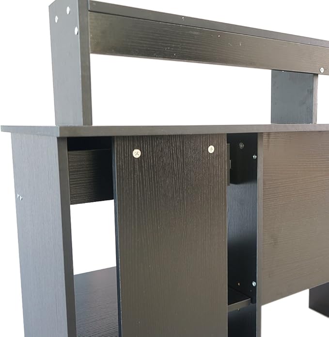Office Small Computer DeskHome Table with Drawers &amp Storage Shelves Modern Writing DeskStudy Table Workstation (Black)