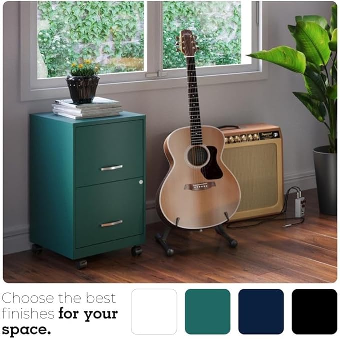 Orison Office 18 2 Drawer Mobile Ultra Pedestal File Cabinet Teal