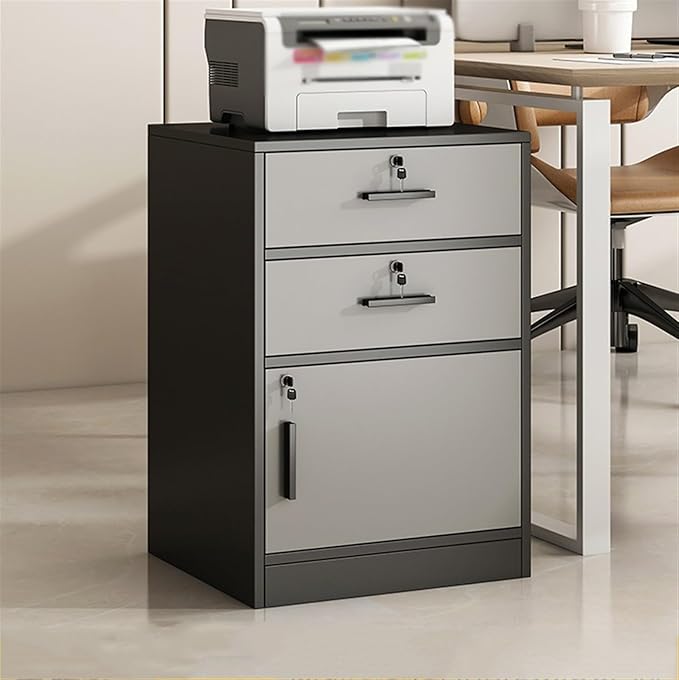 Office File Cabinet Wooden Storage Cabinet with Two Drawers with One Door Lockable File Cabinet Multi-layer Storage Side File Cabinet