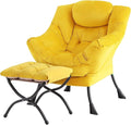 Tiita Lazy Chair with Ottoman Yellow Modern Large Accent Armchair Comfy Leisure Sofa Reading Chair with Footrest for Bedroom Living Room Dorm Rooms Garden Velvet Yellow