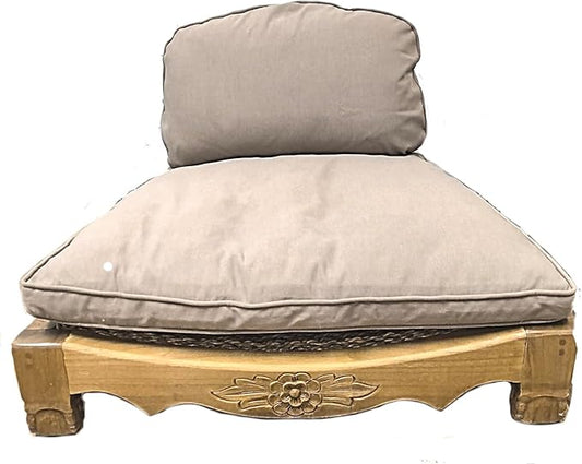 Handcrafted Wooden Meditation Chair with Woven Seagrass Seat 30 x 28 x 18 inches (Stone)