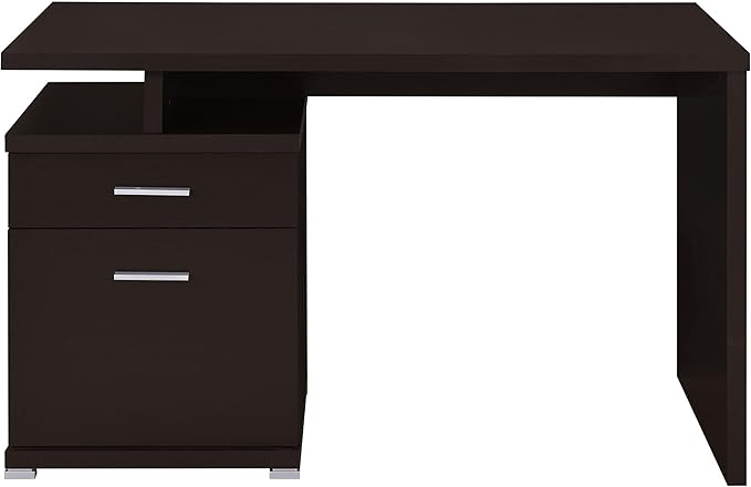 Coaster Home Furnishings - Irving - Engineered Wood - 47-Inch 2-Drawer Computer Desk with File Cabinet Rectangular Desk with Smooth Top and Plastic Glides - Home Office - Cappuccino - 800109