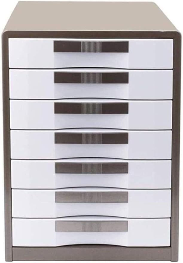 Home Seven Layer Metal Desktop File Cabinet with Lock Data Cabinet Drawer Storage Cabinet (Gold 30x35x41cm)