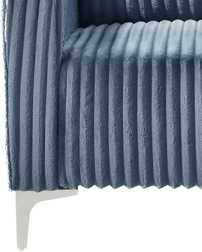 HOME DESIGN Gavin Velvet Square Arm Loveseat with Plush Cushions and Modern Upholstery Durable Frame Blue