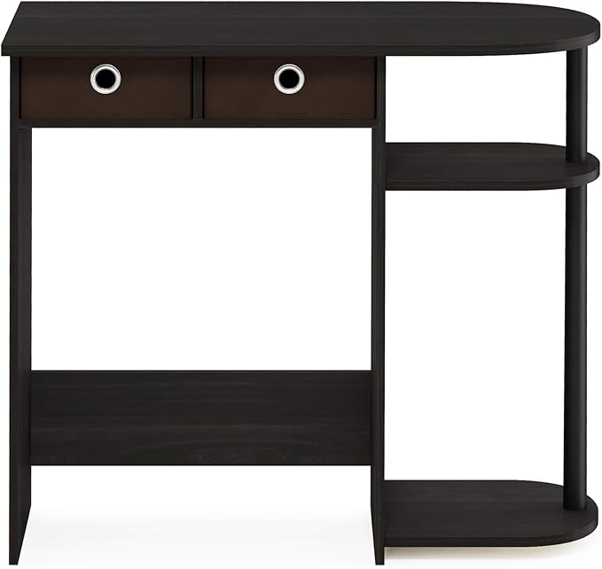 Furinno GO GREEN Desk 31.5 Wide Gaming Desk with 2 Side Shelves and Storage Bins Computer Desk Office Desk for Home Office Study Room Dorm Bedroom Espresso