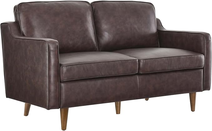 Modway Impart Upholstered Genuine Leather Loveseat in Brown