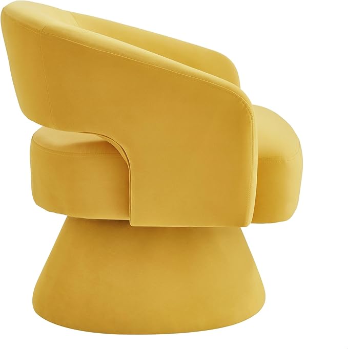 GDFStudio Swivel Barrel Chair Accent Arm Chair for Living Room Upholstered Velvet Round Reading Armchair Modern 360 Degree Comfy Swivel Chair with Open Backrest for Bedroom Office Yellow