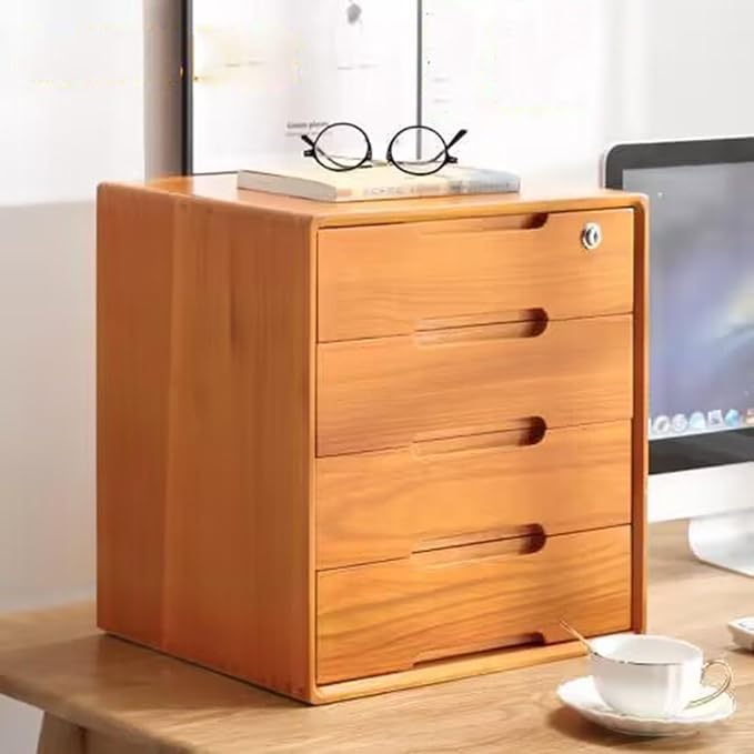 Desktop File Cabinet Solid Wood Filing Cabinet Desktop Organizer Storage Box 4 Floor Storage Box Shelf Small Office Desktop Storage Box Chest of Drawers Put A4 Paper