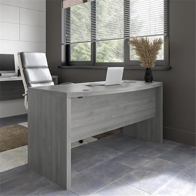 Bush Business Furniture Bow Front Desk with Wire Management | Echo Collection Office Computer Table for Home Office with Quick-to-Assemble Hardware | 60Wx28Lx30H
