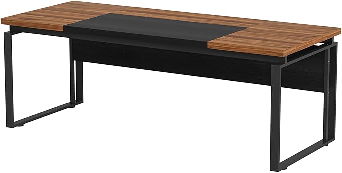 Tribesigns 63 Computer Desk Home Office Desk Writing Table for Workstation Modern Executive Desk with Sturdy Legs (Only Table) (Walnut &amp Black)