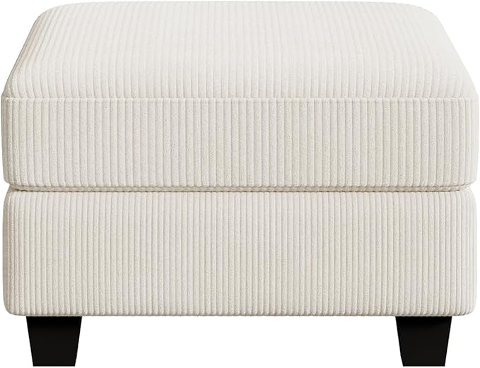 HONBAY Modern Corduroy Ottoman Module Sofa 28.4 Inch Square Ottoman Bench with Storage Beige