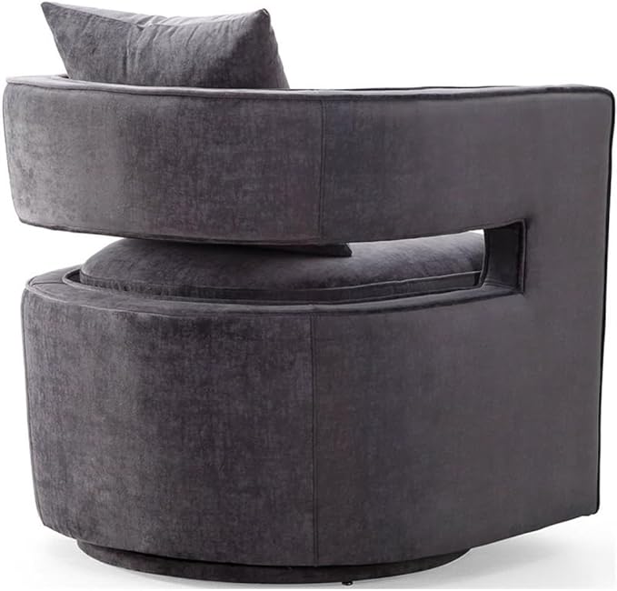 Tov Furniture Kennedy Modern Handmade Velvet Swivel Chair Gray
