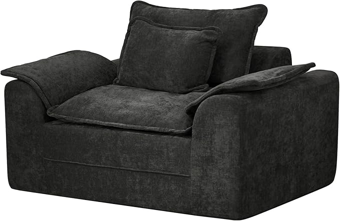 Hobestluk Cloud Single Sofa Memory Foam Couch with Deep Seat L Shaped Sofa with Removable Cover Large Couch for Living Room (Dark Grey Single Sofa)