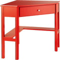 Target Marketing Systems Ellen Corner Desk with One Drawer and One Storage Shelf For Living Room Bedroom or Home Office Small Computer Table 42W x 30H Red