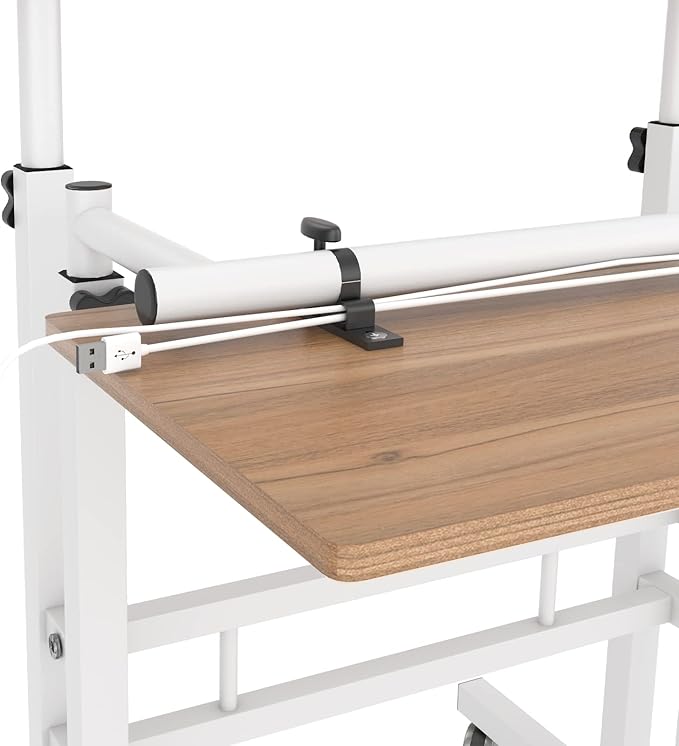 soges 23.6inches Height Adjustable Desk Laptop Desk on The Wheels Rolling Stand Up Desk Computer Desk Adjustable Standing Desk Sit and Stand Desk Portable Laptop Table Oak