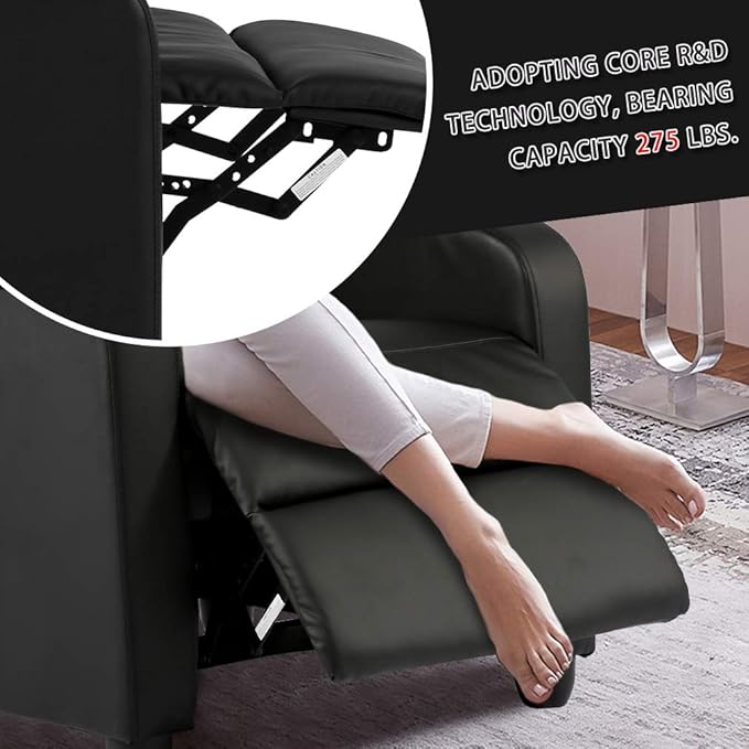 BestMassage | Recliner Chair | with 2 Point Massage Function | Black | with Lumbar Support Adjustable Push Back Wide Armrests Footrest &amp Padded Seat | Easy Assembly | for Living Room Home Thea