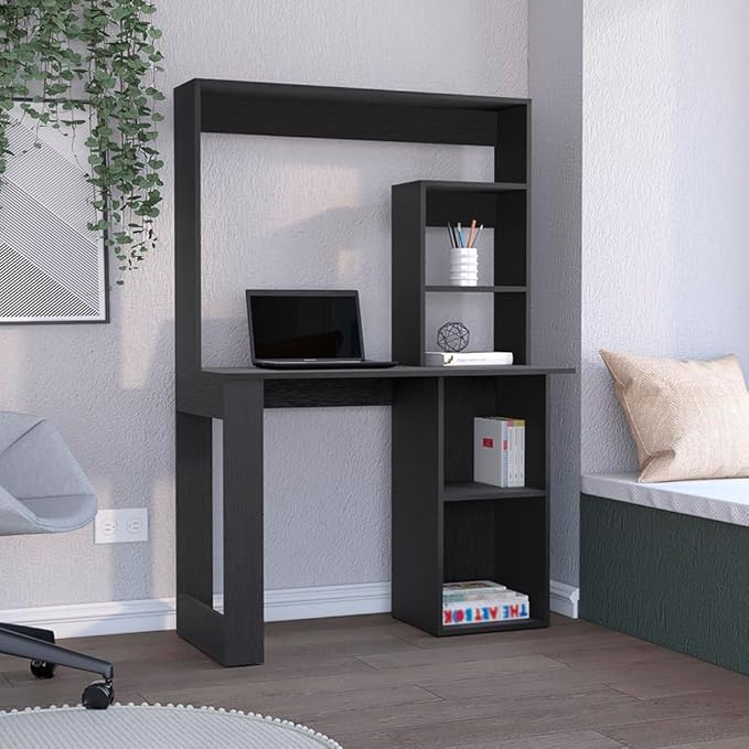 Penau Maine Desk with Hutch and Shelves Compact Design Spacious Work Surface Stylish Storage Modern Engineered Wood Perfect for Home Office and Small Spaces