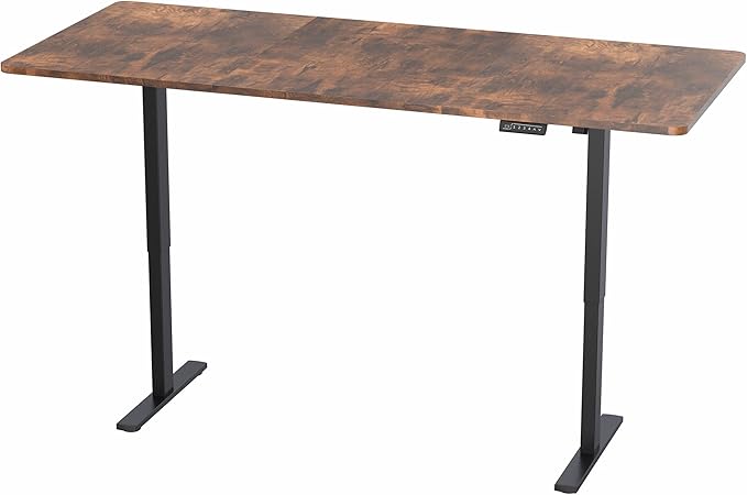 VIVO Large Electric 83 x 30 in Standing Desk Memory Height Adjustment 1B Series Holds 220 lbs Rustic Vintage Brown Top Black Frame DESK-KIT-1B8N