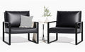 Accent Chair Set of 2 Leather Modern Comfortable Waiting Room Chairs Easy to Clean Couch Chair for Living Room Bedroom Office (Black)