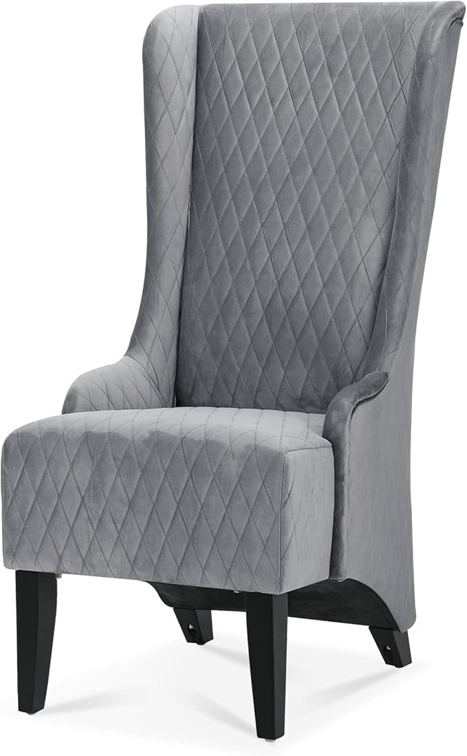 GDFStudio 23 Wide High Back Accent Chair Upholstered Wingback Chair Armless Design Modern Vintage High Back Chair with Soft Padded Seat and Wooden Legs for Living Room Bedroom Gray+Fabric
