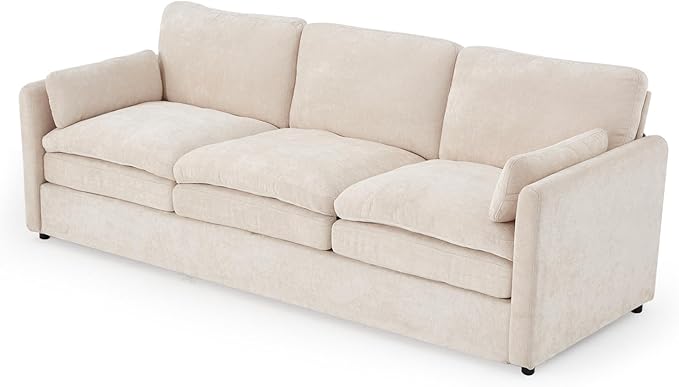 Esright 89'' Cloud Couches for Living Room 3 Seats Sectional Sofa Couch Chenille Modular Couch Sofa with Removable Pillows Oversized Modern Cozy for Studio Apartment Cream White