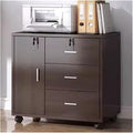 HASMI Filing Cabinet Filing Cabinet Wooden Low Cabinet Three Drawers with One Storage Cabinet Filing Cabinet Lockable Storage Office Filing with Removable Rollers Storage Cabinet (Color : Brown)
