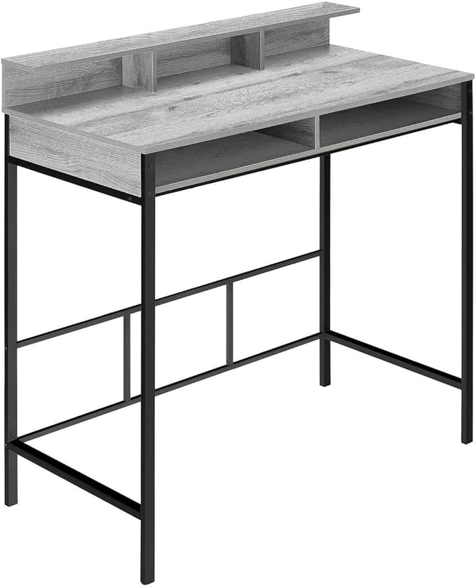 Monarch Specialties I 7703 Computer Desk Home Office Standing Storage Shelves 48 L Work Laptop Metal Laminate Grey Black Contemporary Modern