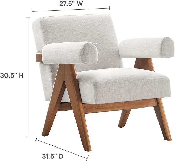 Modway EEI-6503-HEI Lyra Fabric Armchair Ivory Fabric