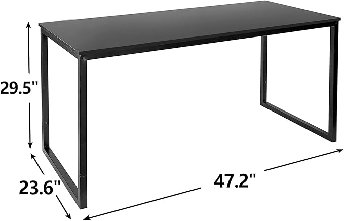 Computer Desk 47 Inches Wooden Simple Modern Sturdy Home Office Desk PC Laptop Notebook Study Student Writing Table for Home Office Workstation Easy to Assemble Black