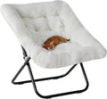 DUMOS Comfy Chair for Adults Soft Faux Fur Folding Lounge for Bedroom Living Room Dorm Rooms Flexible Reading Chair for Teens Large Size Foldable (Square-Creamy)